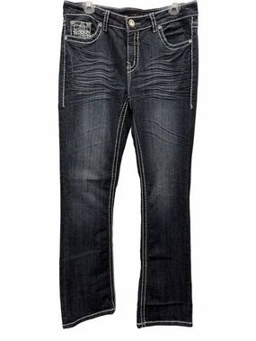 Candy Couture Black Distressed Straight Leg Women's Jeans